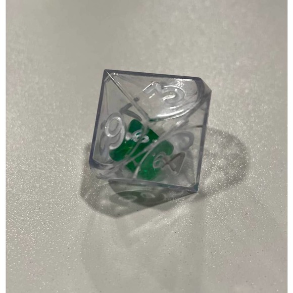 NEW Clear Transparent Double D10 Dice Ten Sided Die 1 inch Green Inner Dice - Picture 2 of 6